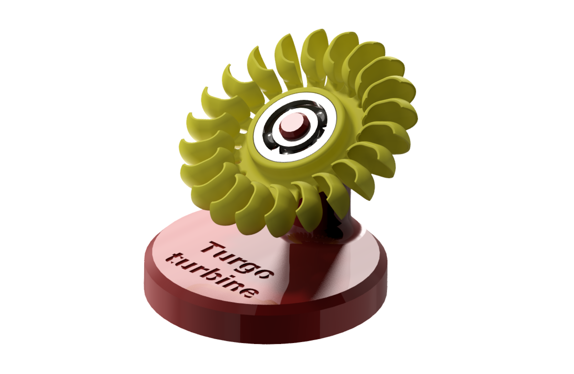 small green turgo type desk turbine